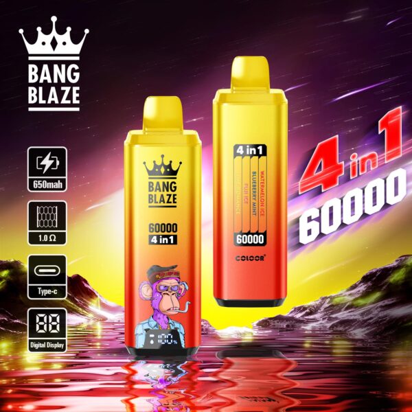 E-papieros Jednorazowy BANG BLAZE 60K (4 w 1) | Ekran LED