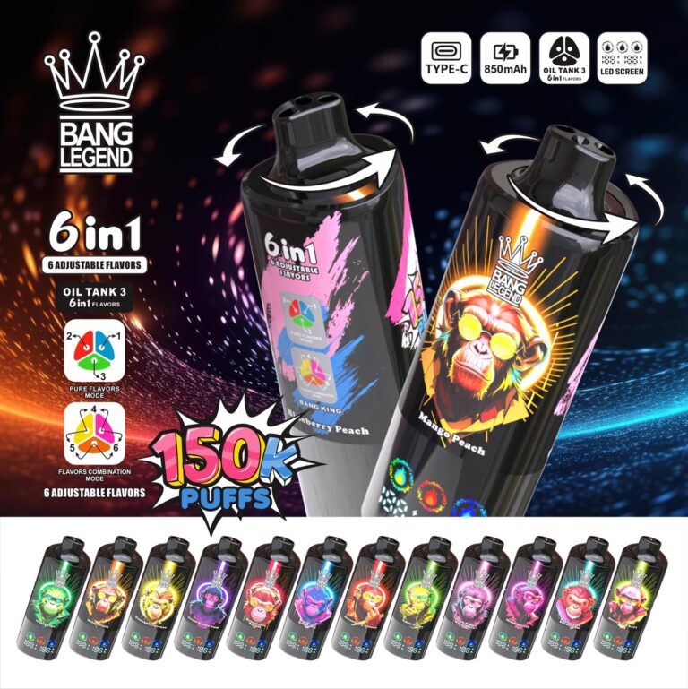 E-papieros Jednorazowy BANG LEGEND 150K (6 w 1) | Ekran LCD