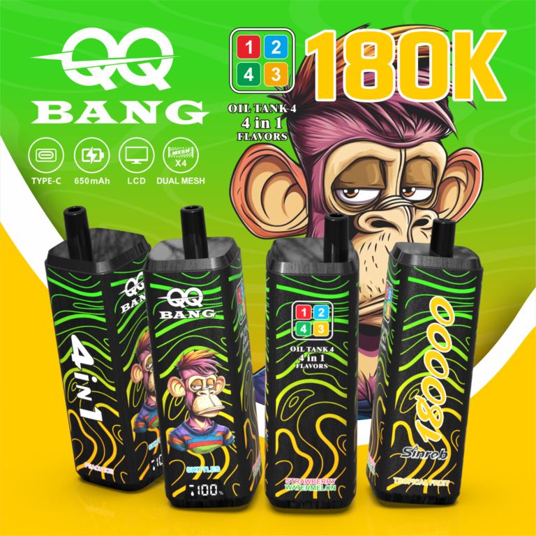 E-papieros Jednorazowy QQ BANG 180K (4 w 1) | Ekran LCD