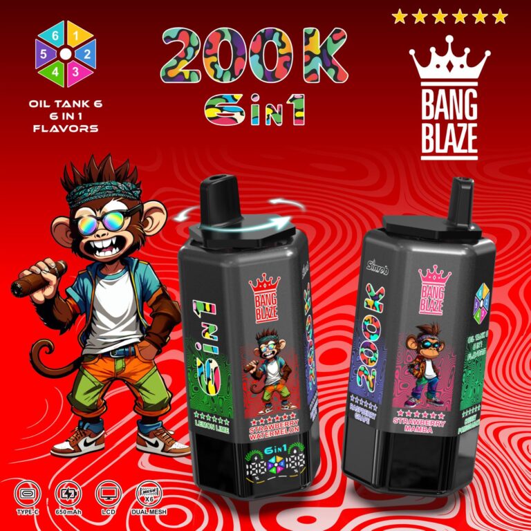 E-papieros Jednorazowy BANG BLAZE 200K (6 w 1) | Ekran LCD
