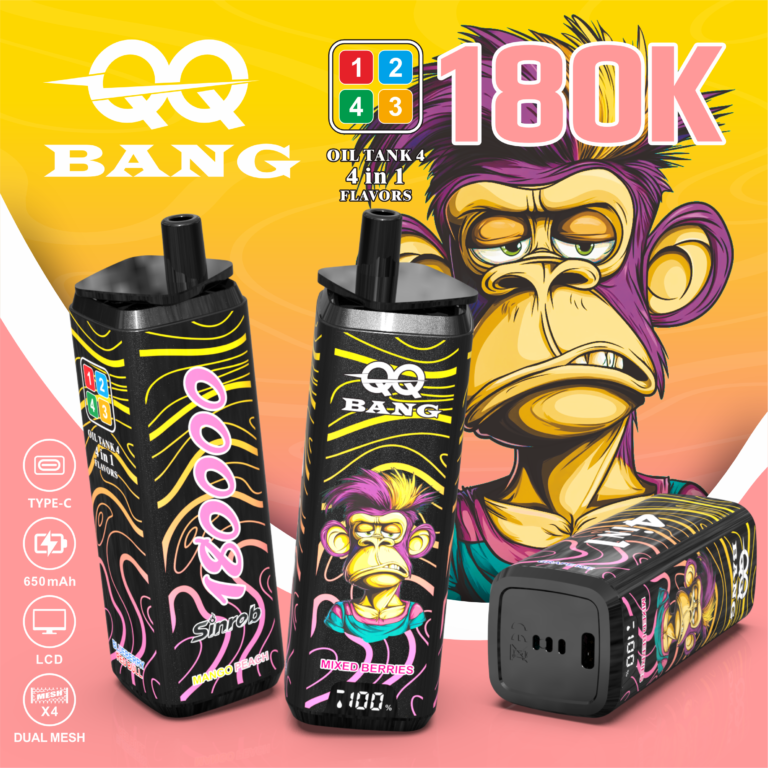 E-papieros Jednorazowy QQ BANG 180K (4 w 1) | Ekran LCD – zdjęcie 2